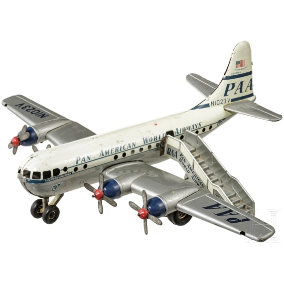 A Gama airplane "Pan American Boeing 377" (Stratocruiser) with stairway