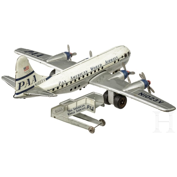 A Gama airplane "Pan American Boeing 377" (Stratocruiser) with stairway