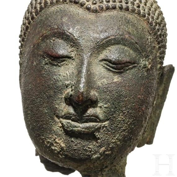Bronzekopf des Buddha, Thailand, Sukhothai, ca. 15. Jhdt.
