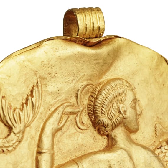 An outstanding Hellenistic gold medallion with a Nereid, 3rd century B.C.