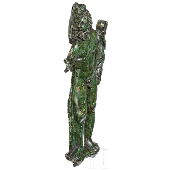 Bronzefigur des Herkules, römisch, 2. - 3. Jhdt.