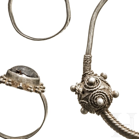 Seven pieces of Thracian silver jewellery, 13th century