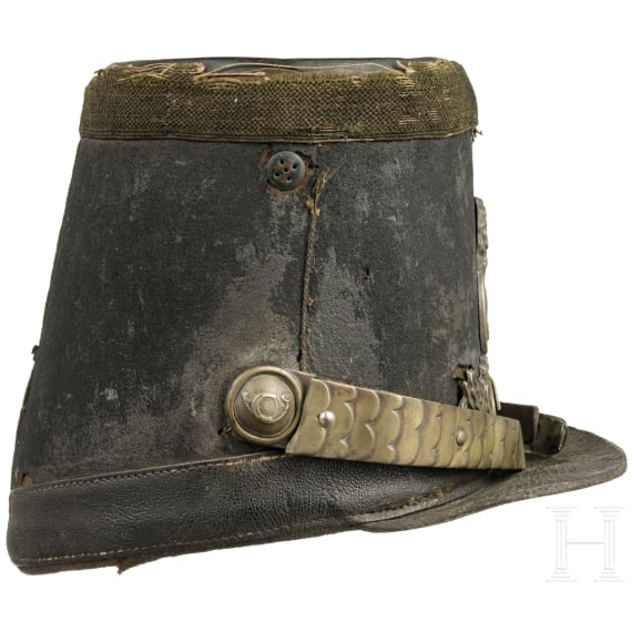 A shako M 1845 of the 2nd or 3rd Regiment of the Chasseurs à Pied