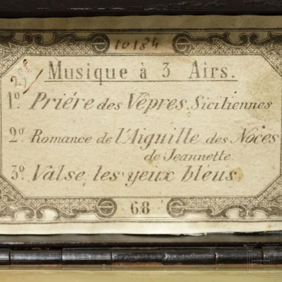 Spieldose mit Szene der Abdankung Napoleons nach dem Vertrag von Fontainebleau 1814, Frankreich, 1. Hälfte/Mitte 19. Jhdt.