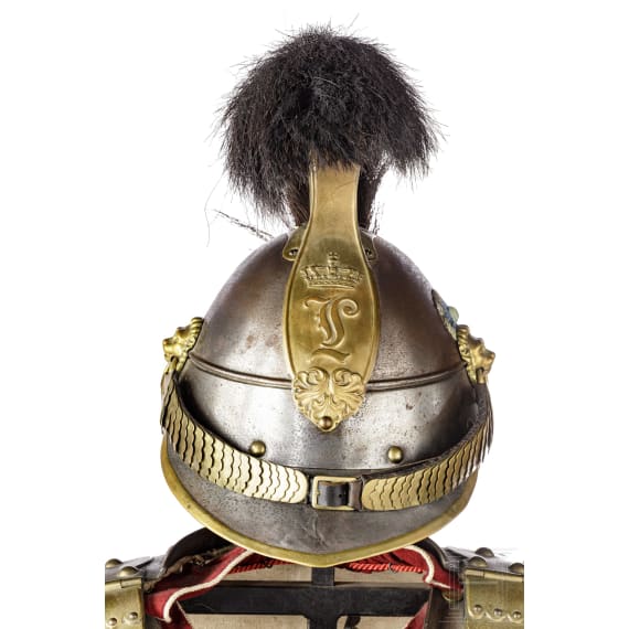 A helmet M 1842 and a cuirass for troopers of Bavarian cuirassiers