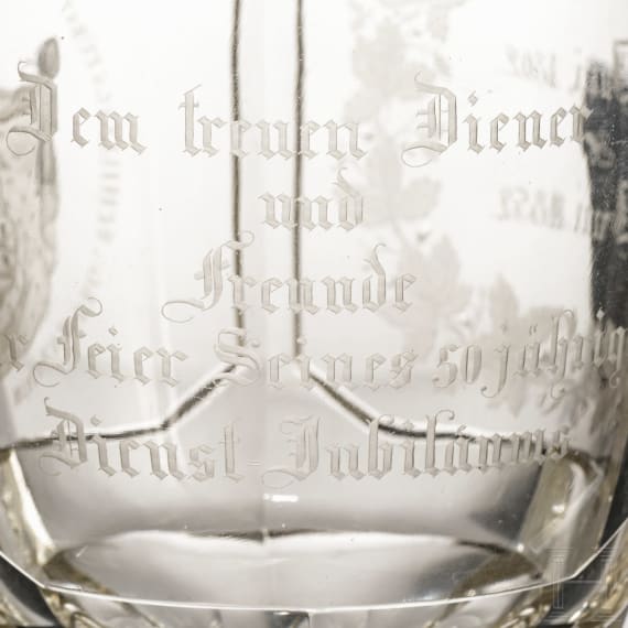 A splendid glass goblet Hohenlohe, dated 1852, with original case