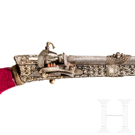 A silver-mounted Bulgarian miquelet lock gun, 18th century