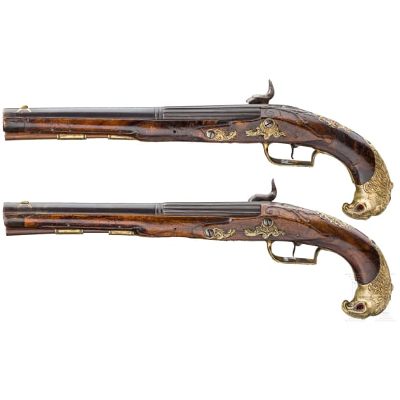 Ein Paar Perkussionspistolen, Johann Wenzel Böhm, Eger, um 1740