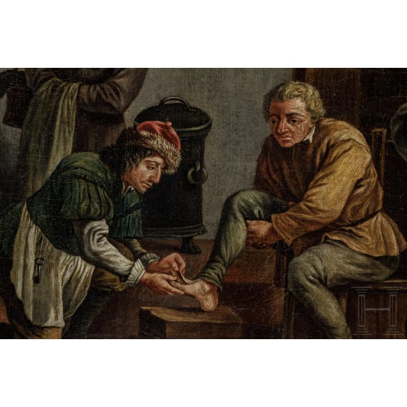 "Beim Quacksalber", Ölgemälde nach David Teniers d. J. (1610 - 1690)