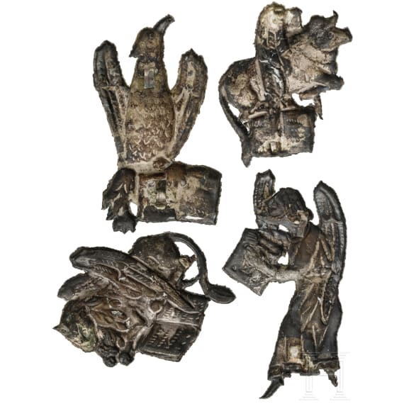 Vier Evangelistensymbole, Silberrelief, Italien, 12. Jhdt.