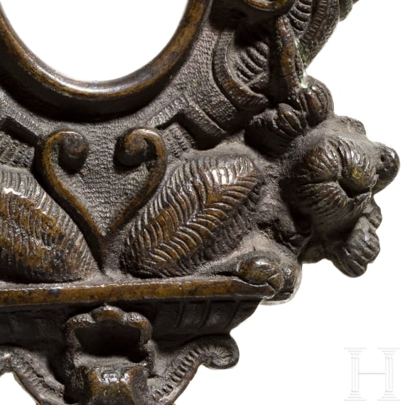 A Italian bronze frame for miniatures, 16th/17th century