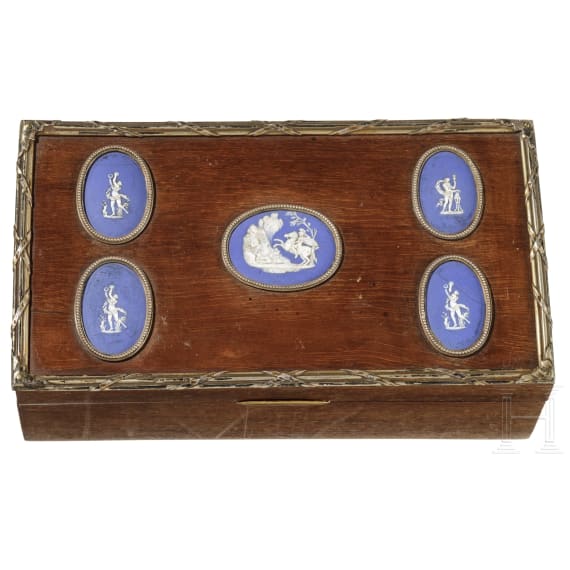 A German neo-classical card-box with wedgewood-plaques, circa 1800