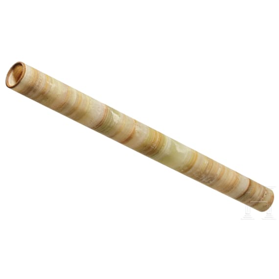 A long Persian alabaster tube, 2nd millennium B.C.