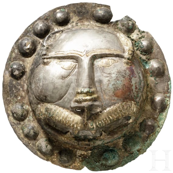 A Sassanid gilded silver appliqué, 6th century