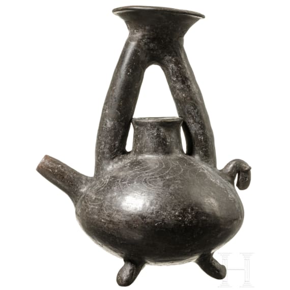 An Etrurian Bucchero vessel, 7th century B.C.