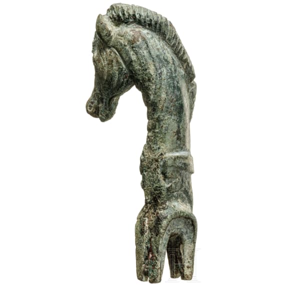 A Roman end piece of a tool handle, bronze, 2nd - 3rd century