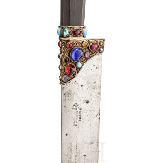 A gemstone-decorated French serving knife, 19th century