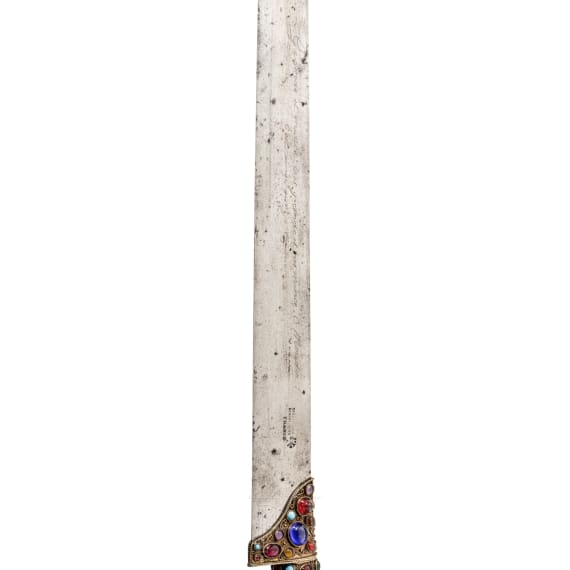 A gemstone-decorated French serving knife, 19th century