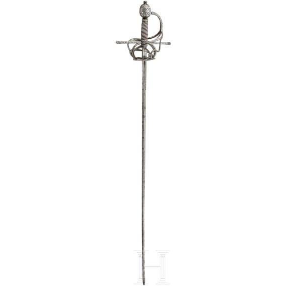 A distinguished German deluxe rapier with silver-inlaid hilt, dated 1617
