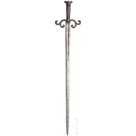 A South German silver-damascened town sword, circa 1620