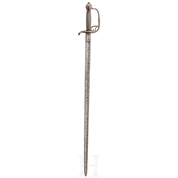 A French officer's campaign sword with silver-inlaid hilt, circa 1650