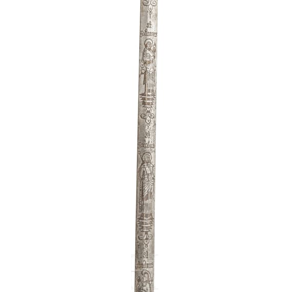 A deluxe French small-sword with a chiselled hilt and etched apostles' blade, circa 1720