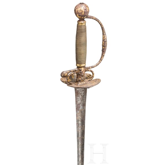 Galadegen mit eisengeschnittenem und goldunterlegtem Dekor, Frankreich, um 1740