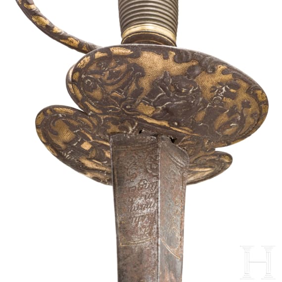 Galadegen mit eisengeschnittenem und goldunterlegtem Dekor, Frankreich, um 1740