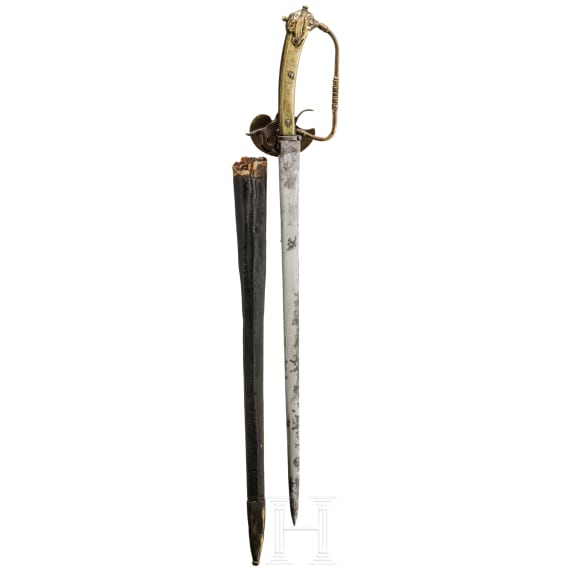 A German shooting hunting hanger with scabbard, circa 1740