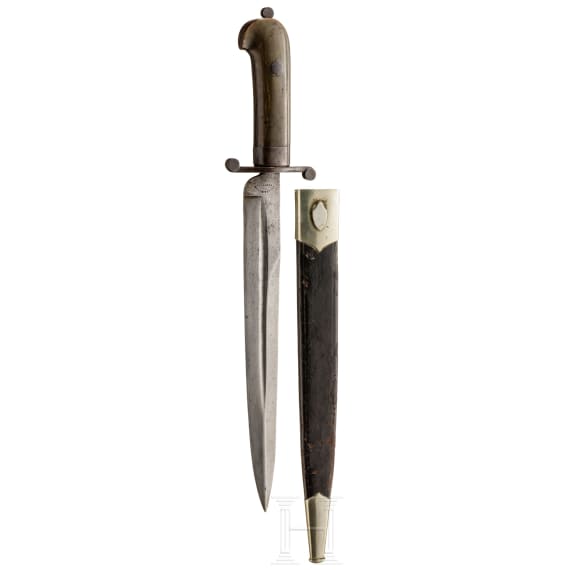 A Swiss or French mountable hunting hanger, mid-19th century