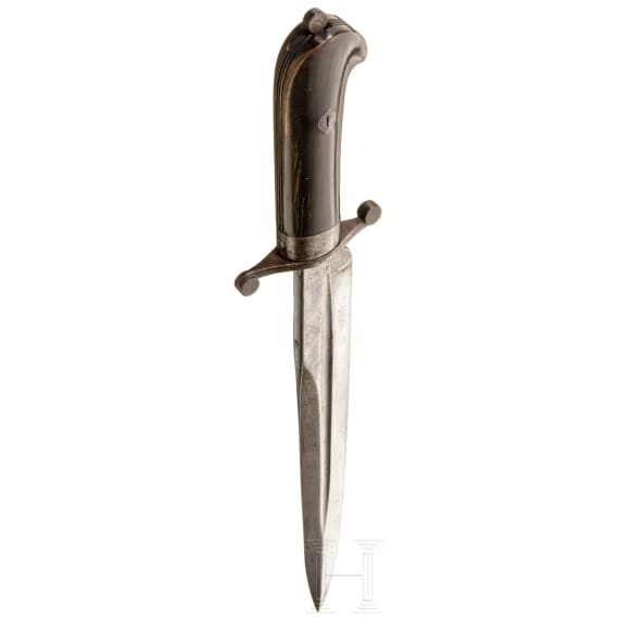 A Swiss or French mountable hunting hanger, mid-19th century