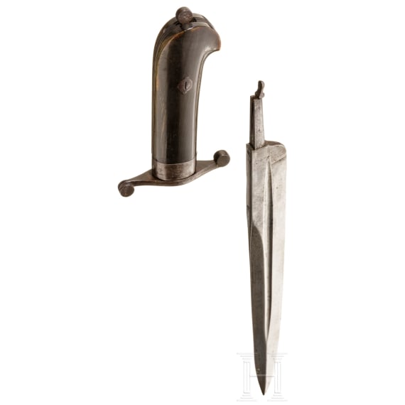 A Swiss or French mountable hunting hanger, mid-19th century