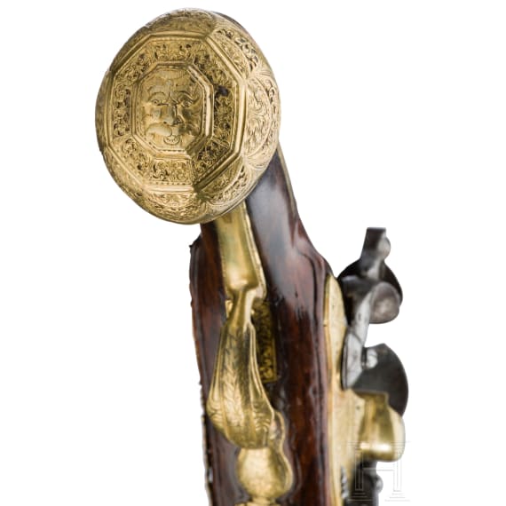 A distinguished flintlock pistol with a brass barrel by Joseph Kullnig of Ferlach, circa 1710