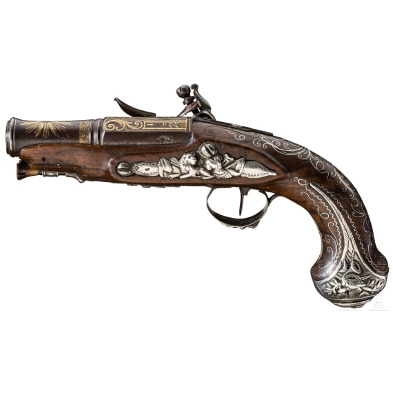 A silver mounted flintlock pistol, Lestringer, Toulon, circa 1790