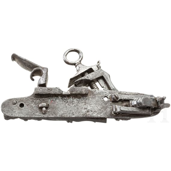 An Italian miquelet lock with erotic decoration, 18th century