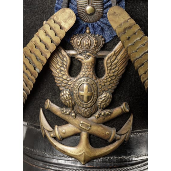 A shako for Naval Artillery Crews from the Reign of Carlo Felice, King of Sardinia and Duke of Savoy, 1821 - 1831
