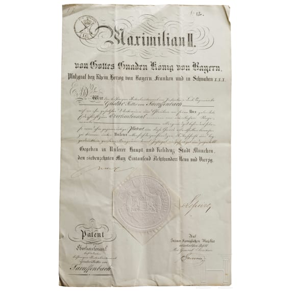King Maximilian II of Bavaria - an autograph, dated 17.5.1849