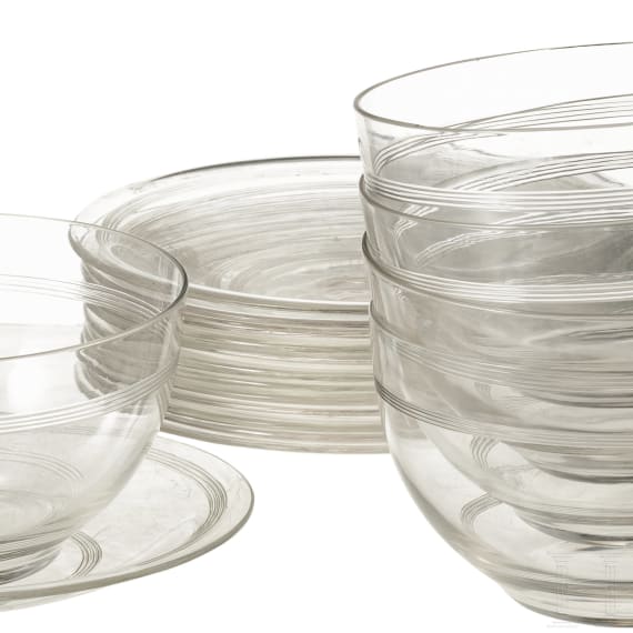 Prince and Princess Alfons of Bavaria (1862 - 1933) – six glass bowls with twelve saucers