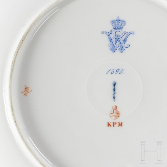 Emperor Wilhelm II - a KPM Neuosier plate from the royal dinner service, dated 1895