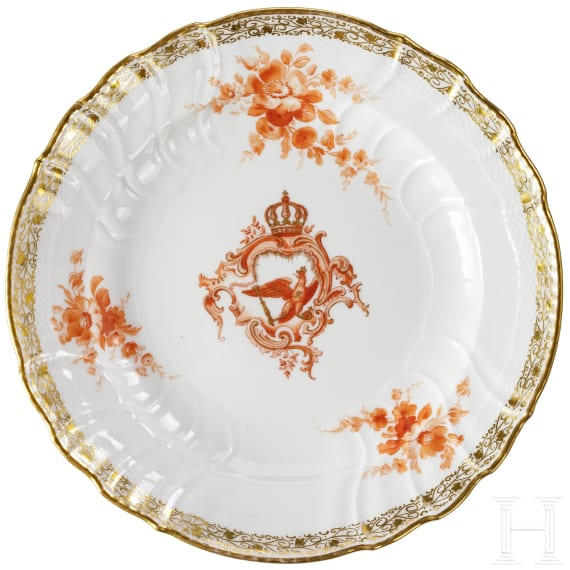 Emperor Wilhelm II - a KPM Neuosier plate from the royal dinner service, dated 1912