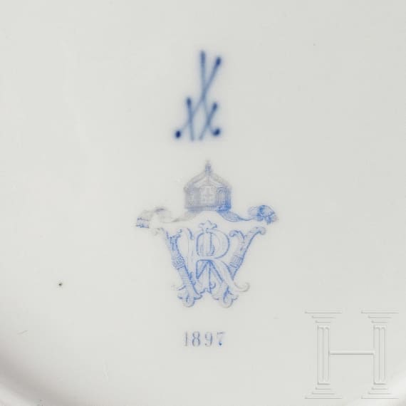 Emperor Wilhelm II - six Meissen plates with Neubrandenstein decoration from the royal dinner service, 1893 - 1915