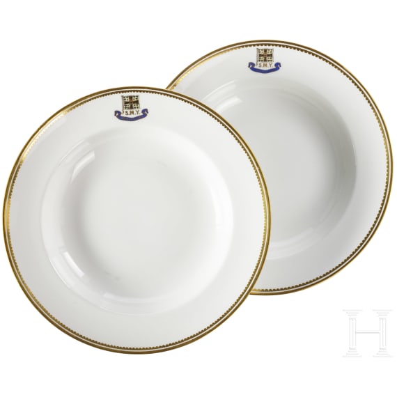 Emperor Wilhelm II - two soup plates from the dining service of the Imperial Yacht Hohenzollern