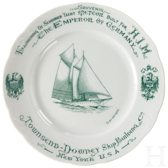 Emperor Wilhelm II - a plate for the launch of the Meteor III, dated 1902