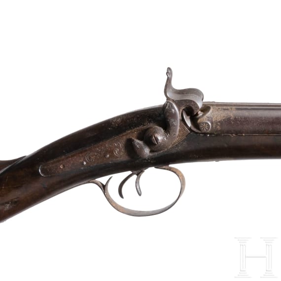 Perkussionsdoppelflinte im Kasten, Carlucci e Antoni, Neapel, um 1850