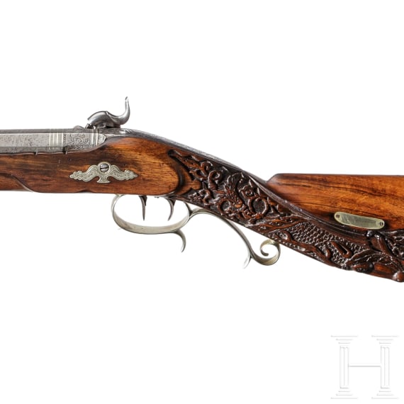 Schwere Perkussionsb&uuml;chse (Adlerb&uuml;chse), J. Hoenighausen, Eupen/Belgien, um 1860