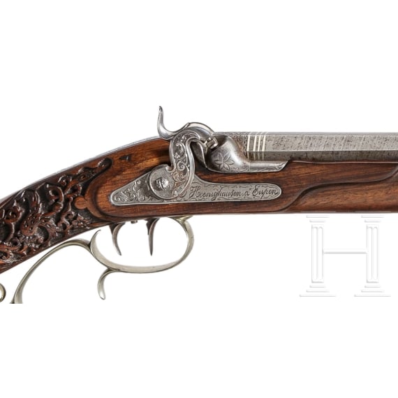 Schwere Perkussionsb&uuml;chse (Adlerb&uuml;chse), J. Hoenighausen, Eupen/Belgien, um 1860