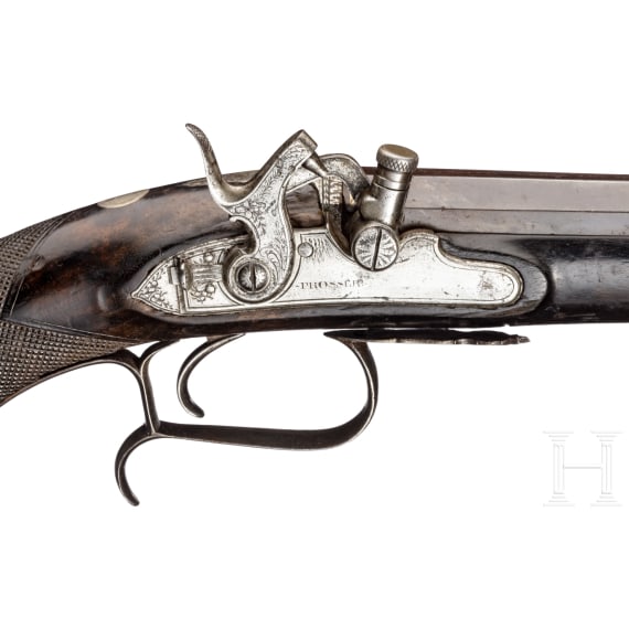 Z&uuml;ndpillen-Pistole mit Reservoir, Prosser, London, um 1820