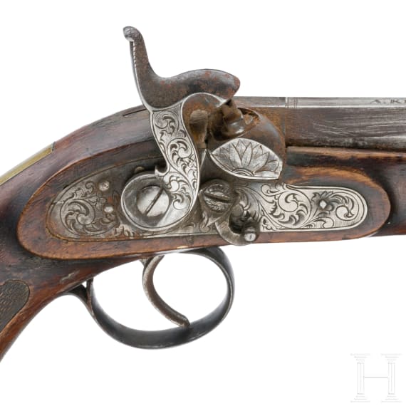 Perkussionspistole, A. Kraft, deutsch, um 1840