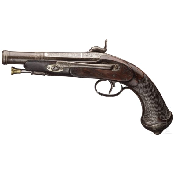 Perkussionspistole, Bascarian, Spanien, datiert 1857