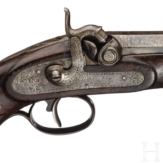 Perkussionspistole, Bascarian, Spanien, datiert 1857